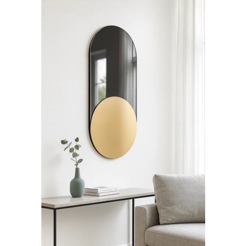 Lustro BLACK DIAMOND – eleganckie owalne lustro ścienne czarno-złote, idealne do nowoczesnych wnętrz